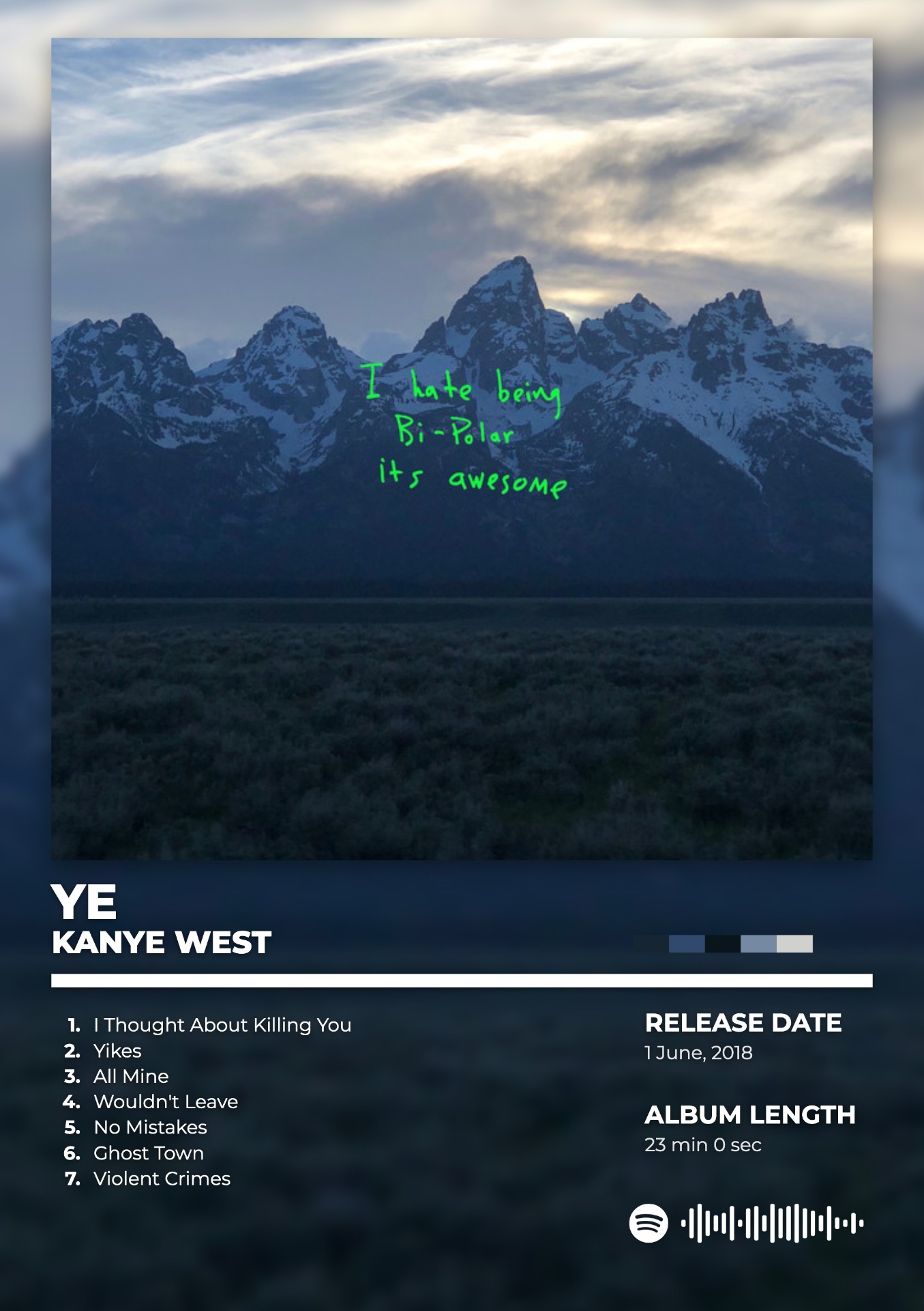 YE by KANYE WEST — album cover poster print