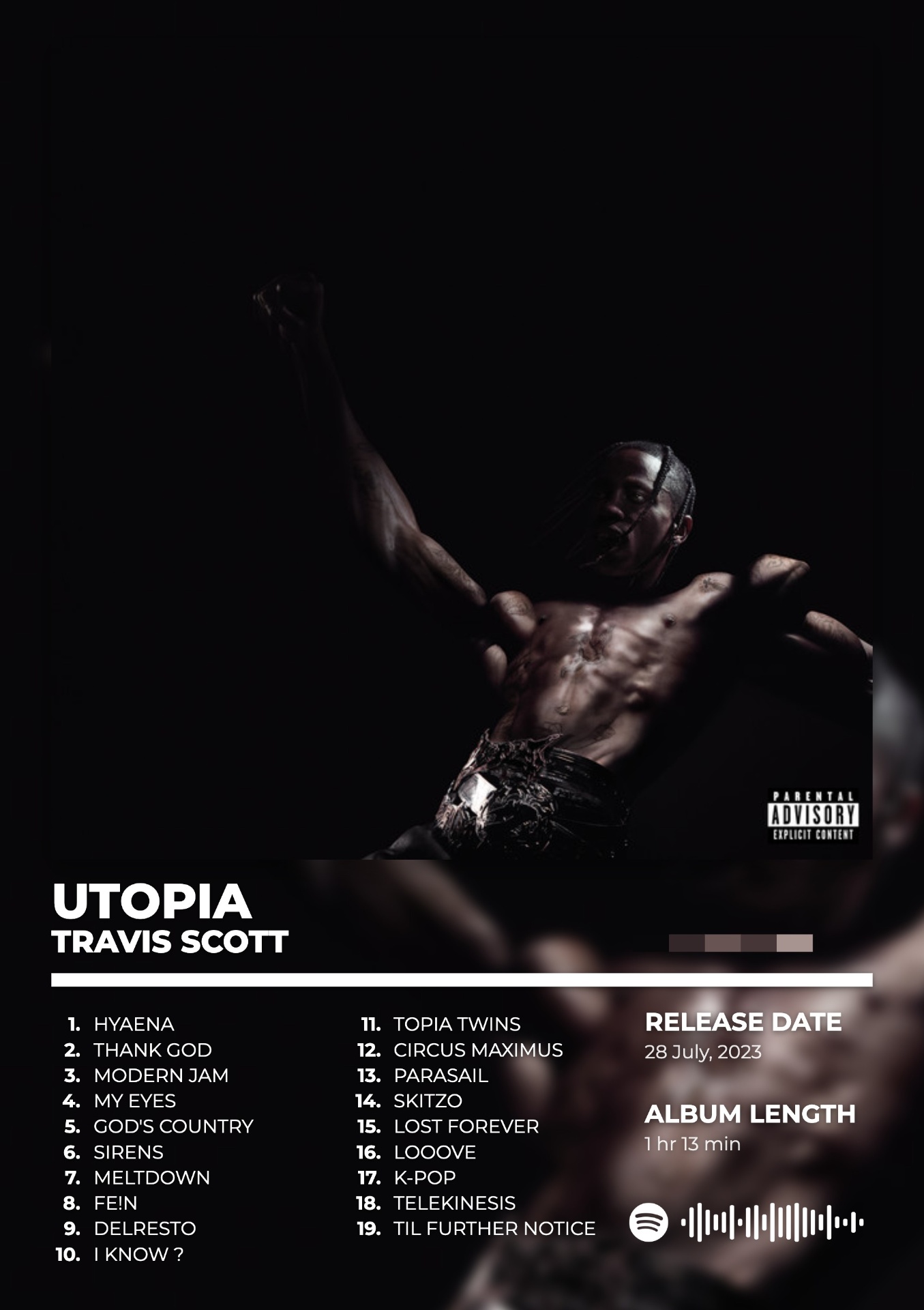 UTOPIA by TRAVIS SCOTT — album cover poster print