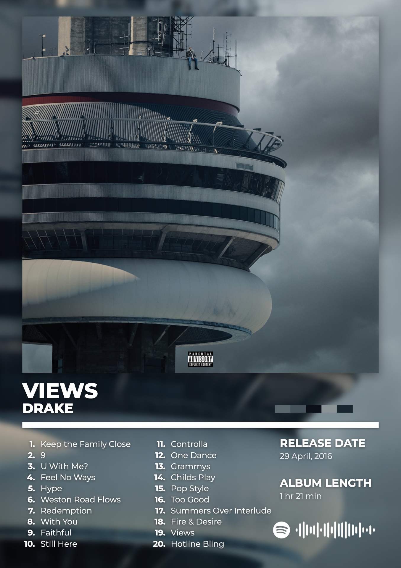 VIEWS by DRAKE — album cover poster print