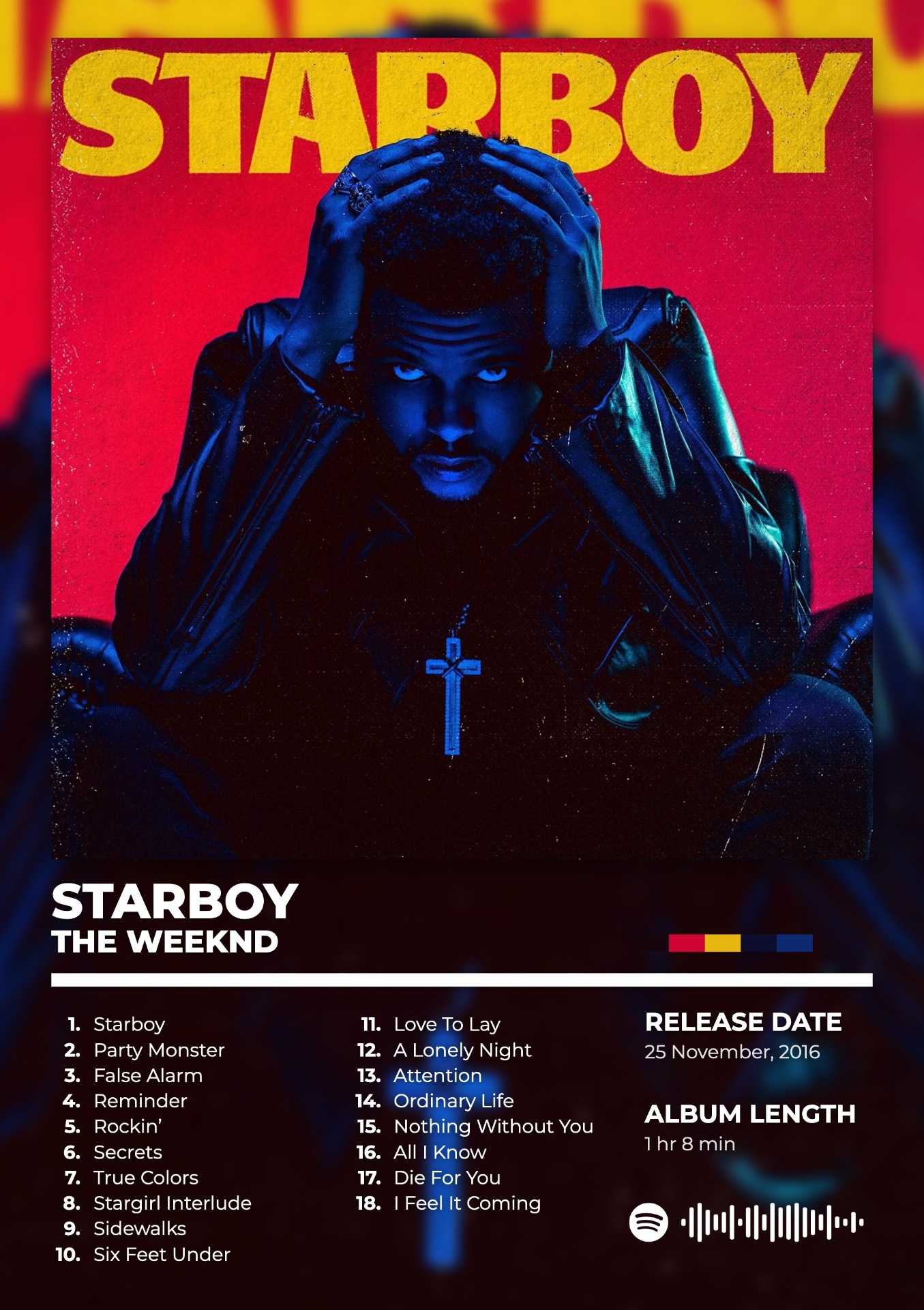 STARBOY by THE WEEKND — album cover poster print