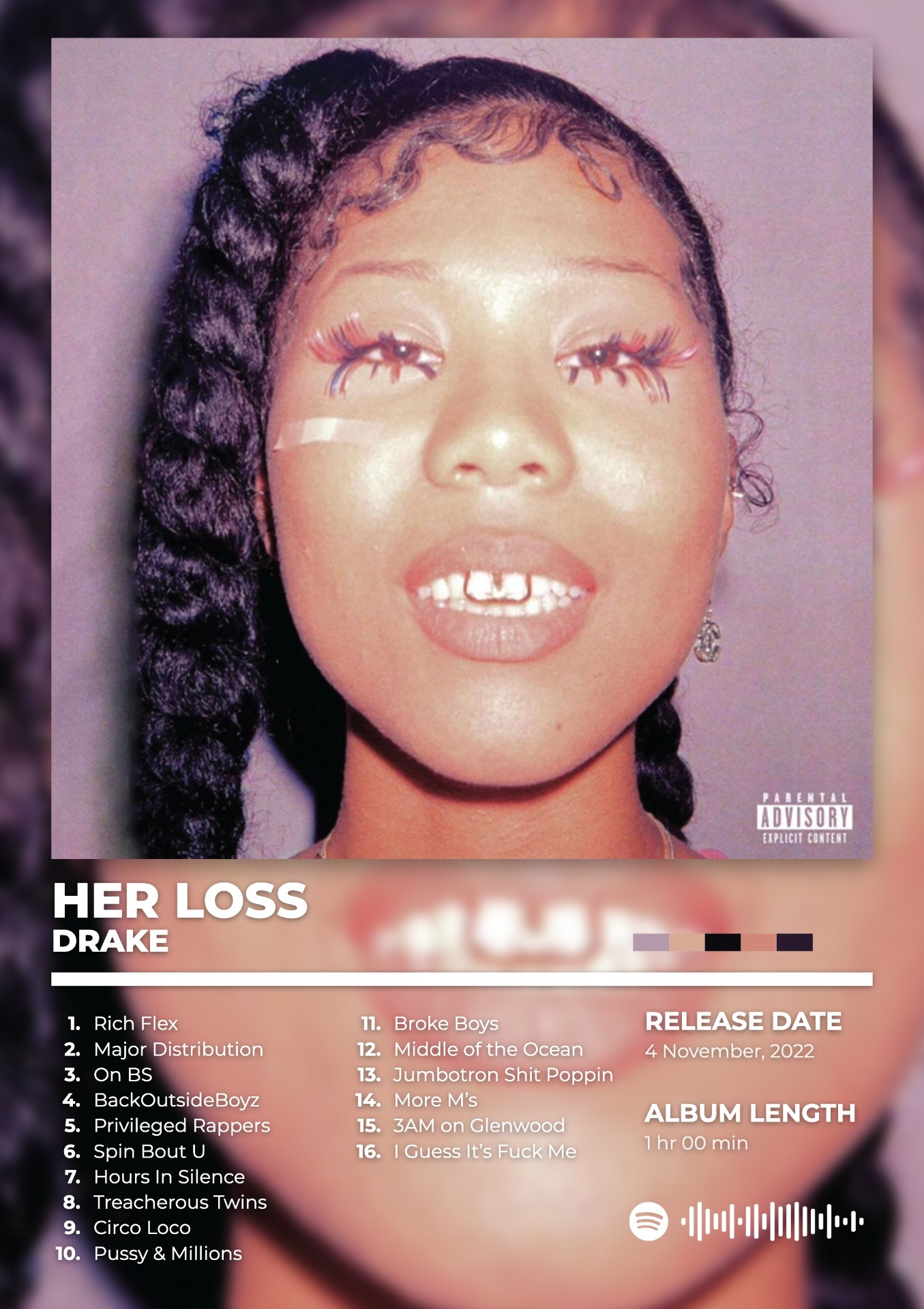 HER LOSS by DRAKE & 21 SAVAGE — album cover poster print