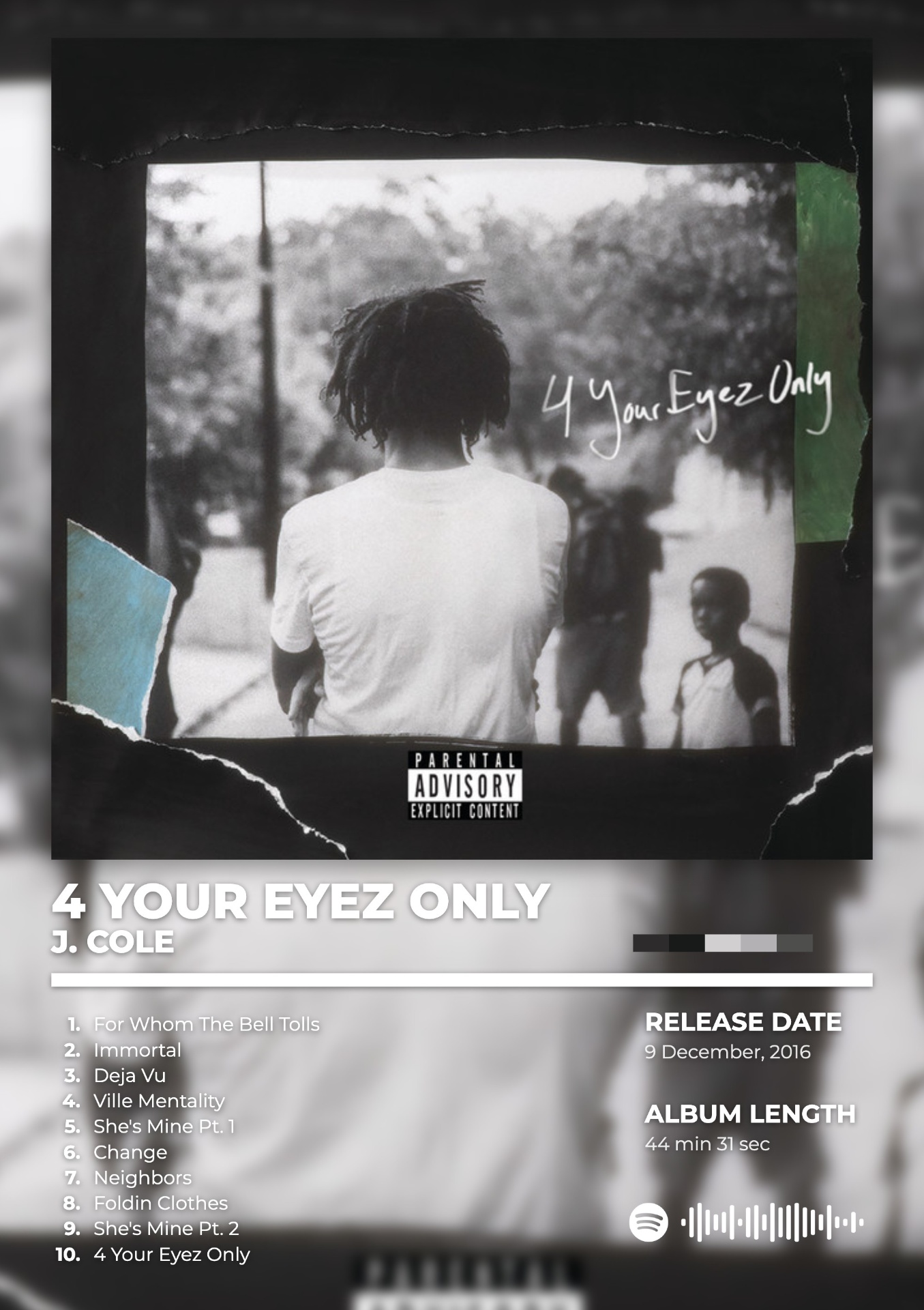 4 YOUR EYEZ ONLY by J. COLE — album cover poster print
