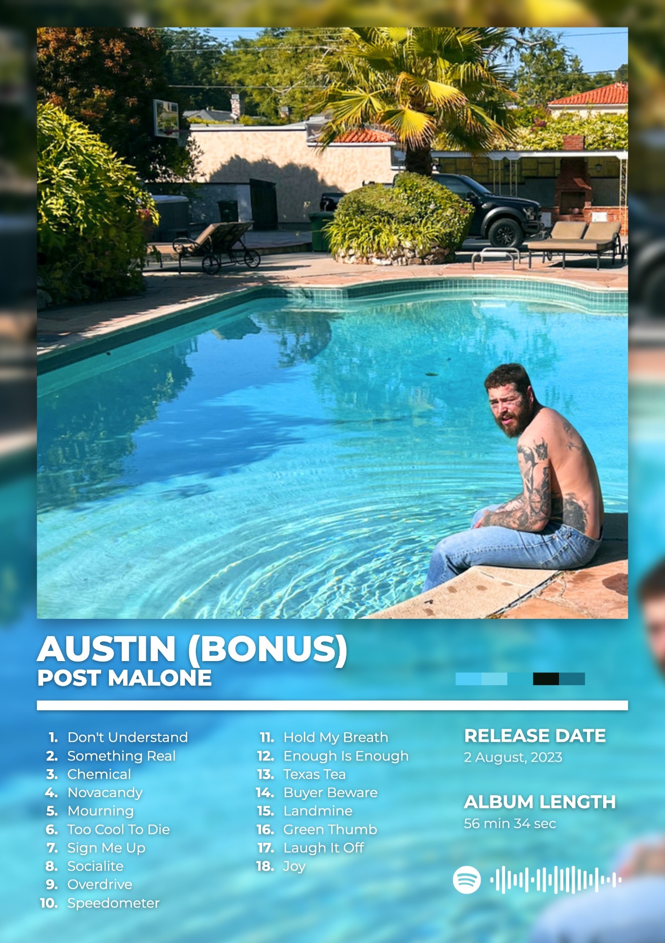 AUSTIN by POST MALONE — album cover poster print