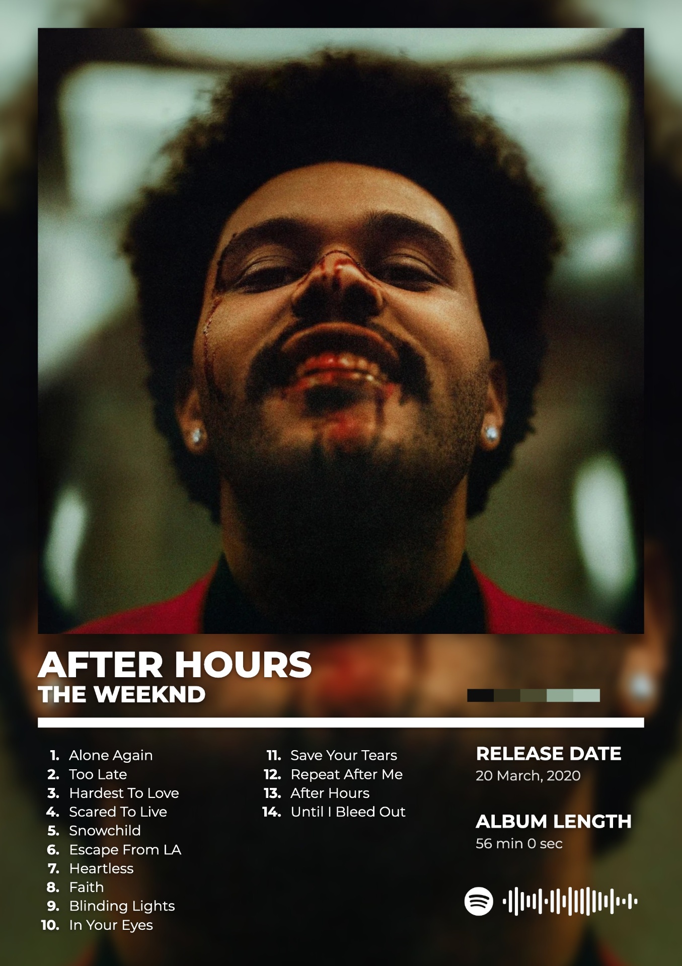 AFTER HOURS by THE WEEKND — album cover poster print