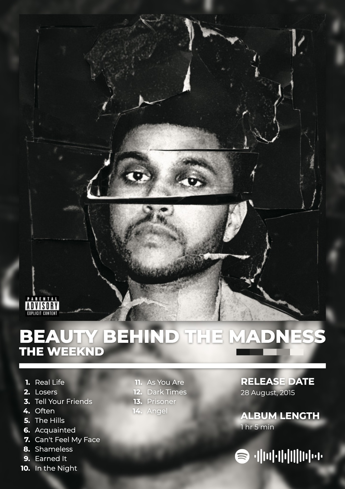 BEAUTY BEHIND THE MADNESS by THE WEEKND — album cover poster print