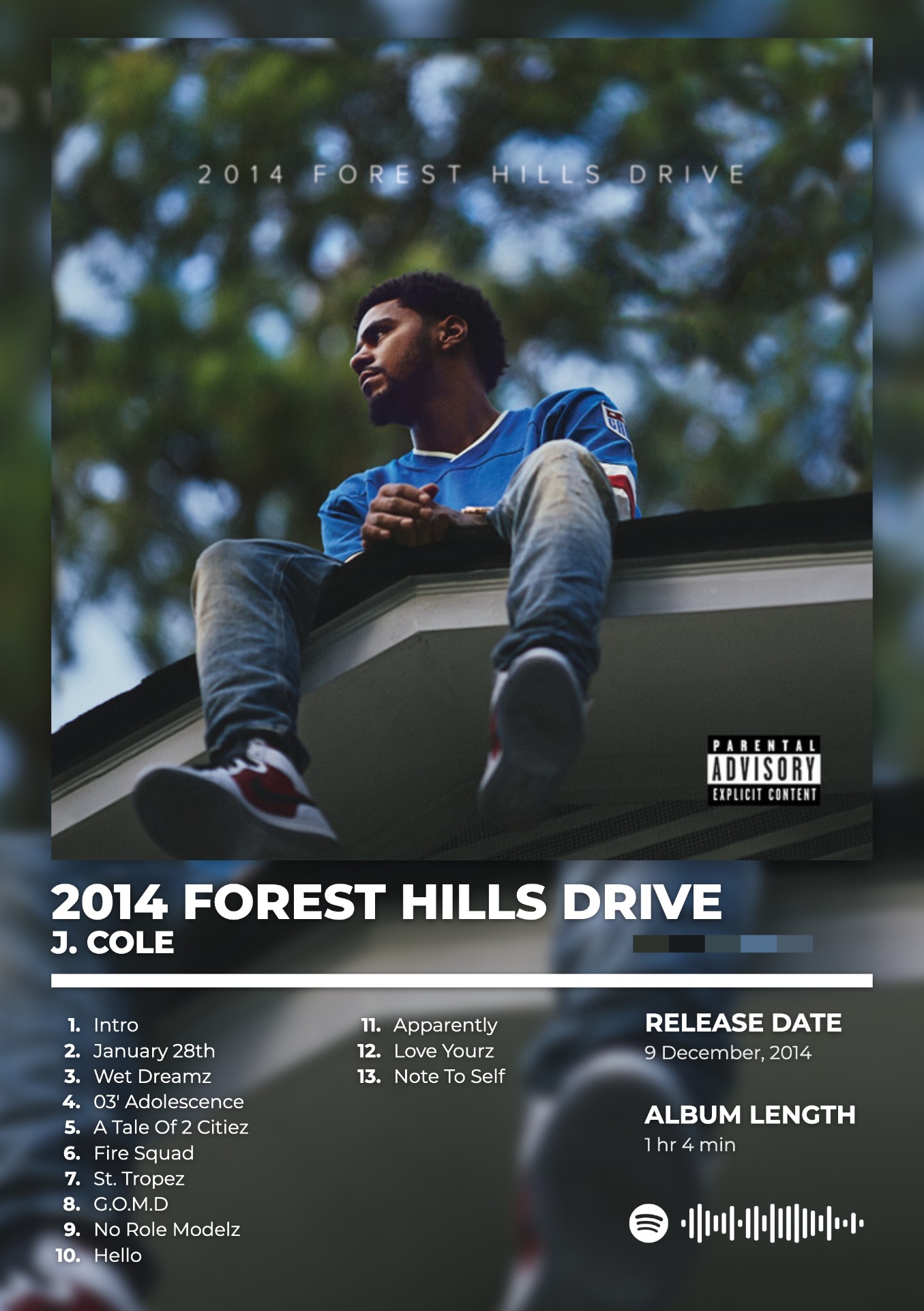 2014 FOREST HILLS DRIVE by J. COLE — album cover poster print