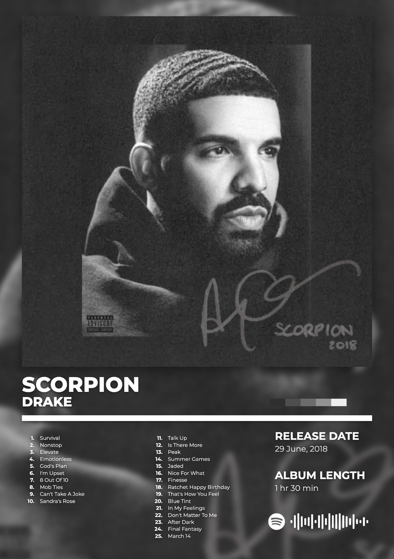 SCORPION by DRAKE — album cover poster print