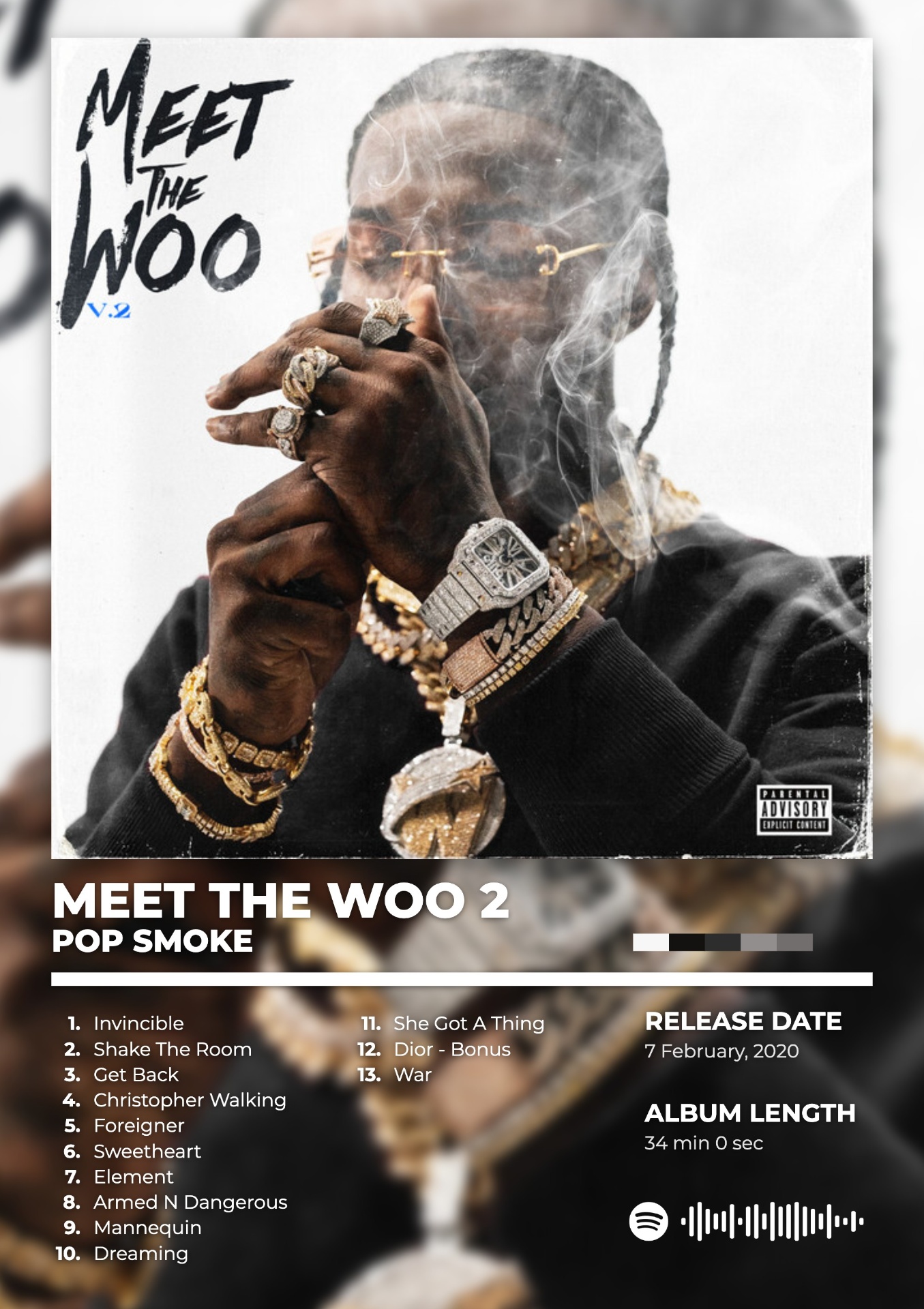MEET THE WOO 2 by POP SMOKE — album cover poster print