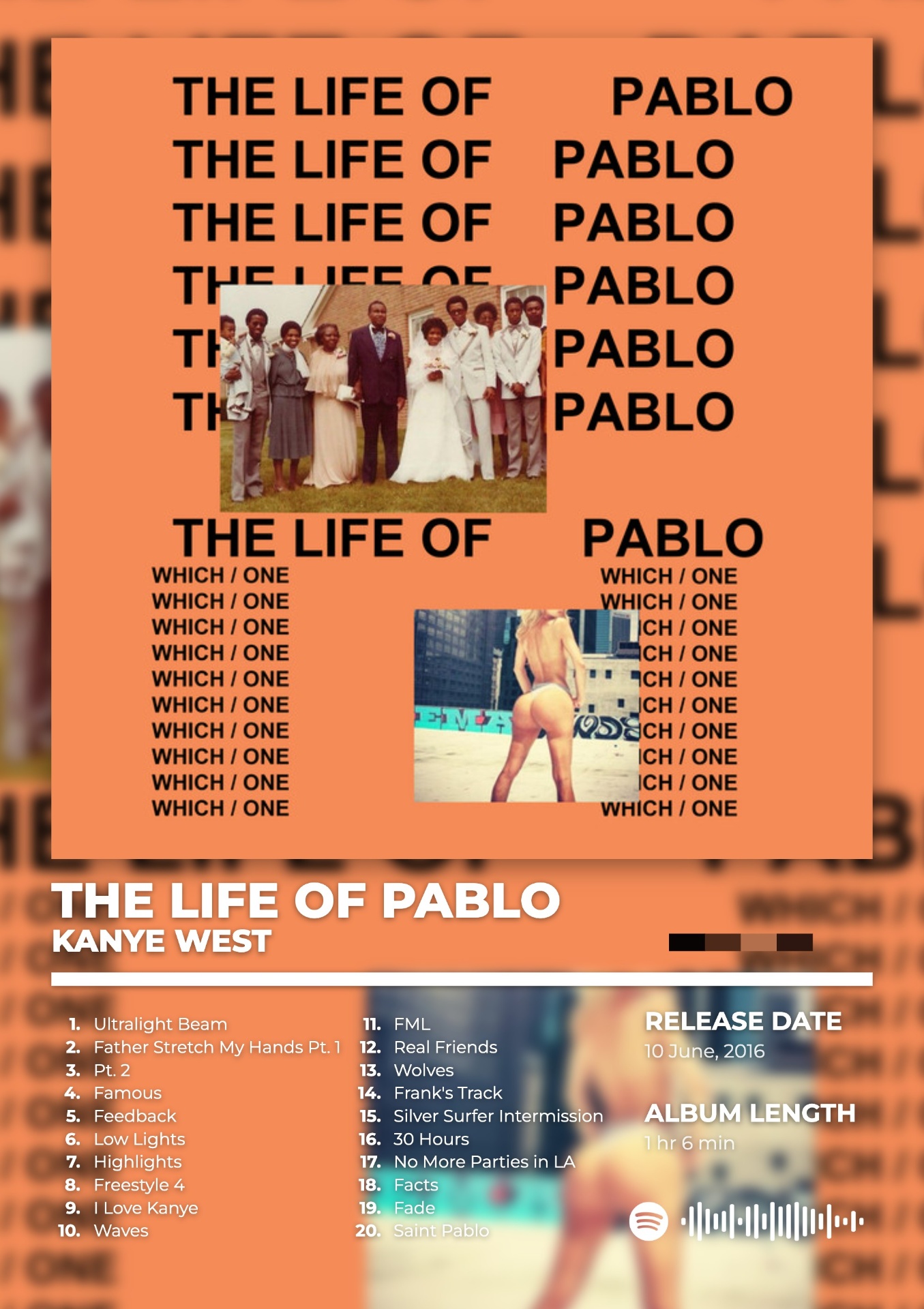 THE LIFE OF PABLO by KANYE WEST — album cover poster print